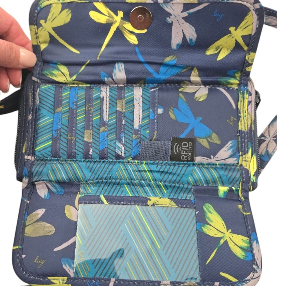 Lug Kickflip SE Convertible RFID Wallet Crossbody Dragonfly Navy Blue - Picture 3 of 6
